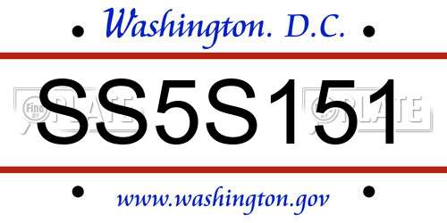 SS5S151 District Of Columbia License Plate
