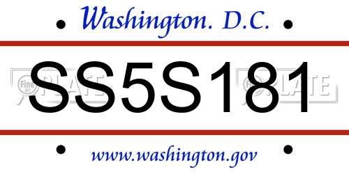 SS5S181 District Of Columbia License Plate
