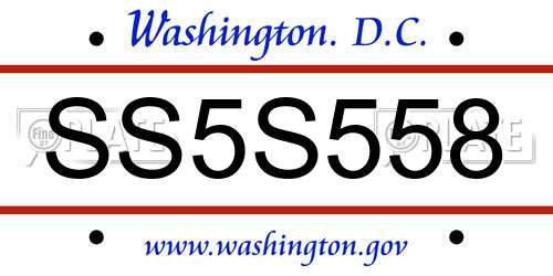 SS5S558 District Of Columbia License Plate
