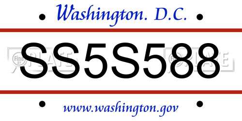 SS5S588 District Of Columbia License Plate