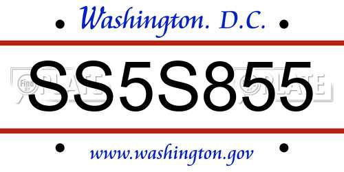 SS5S855 District Of Columbia License Plate