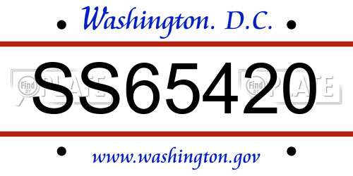SS65420 District Of Columbia License Plate
