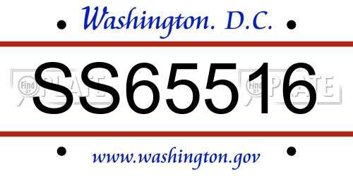 SS65516 District Of Columbia License Plate