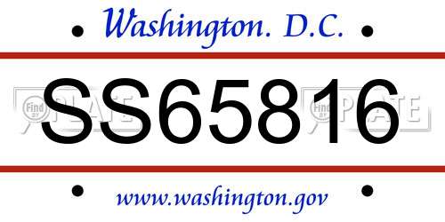 SS65816 District Of Columbia License Plate