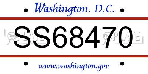 SS68470 District Of Columbia License Plate
