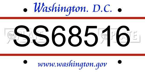 SS68516 District Of Columbia License Plate