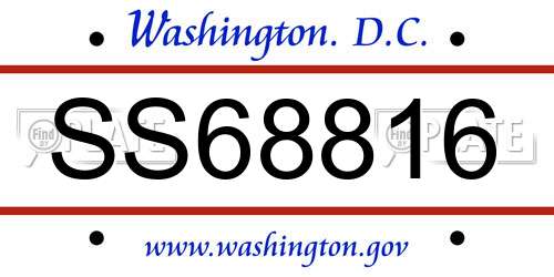 SS68816 District Of Columbia License Plate