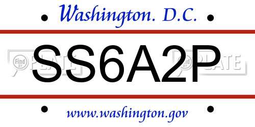 SS6A2P District Of Columbia License Plate