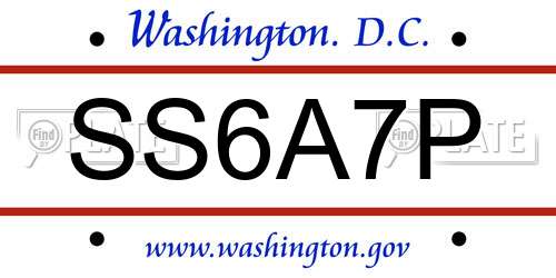 SS6A7P District Of Columbia License Plate