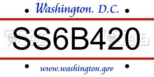 SS6B420 District Of Columbia License Plate