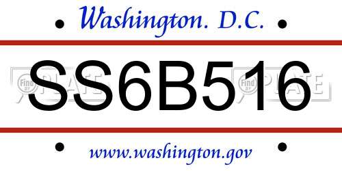 SS6B516 District Of Columbia License Plate