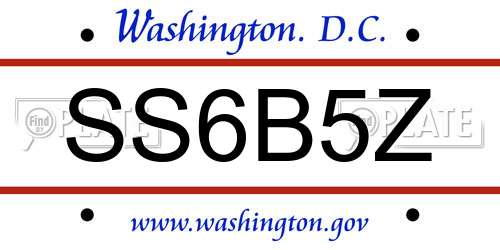SS6B5Z District Of Columbia License Plate