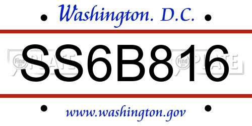 SS6B816 District Of Columbia License Plate