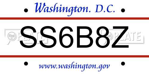 SS6B8Z District Of Columbia License Plate
