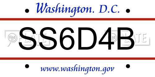 SS6D4B District Of Columbia License Plate