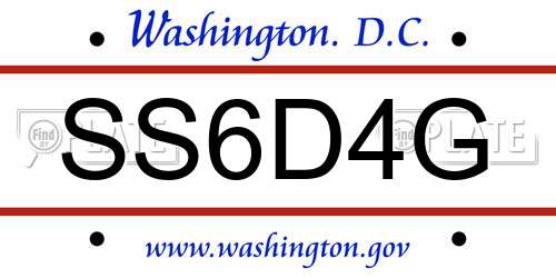SS6D4G District Of Columbia License Plate