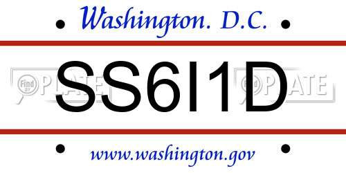 SS6I1D District Of Columbia License Plate