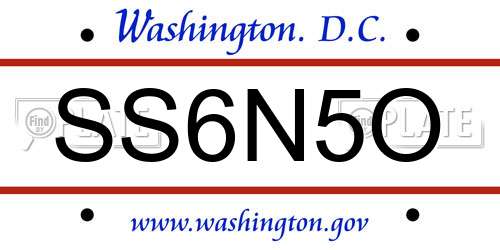 SS6N5O District Of Columbia License Plate