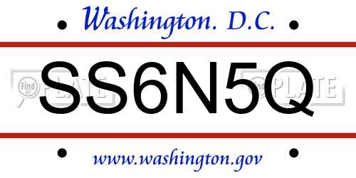 SS6N5Q District Of Columbia License Plate