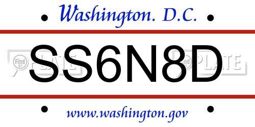 SS6N8D District Of Columbia License Plate