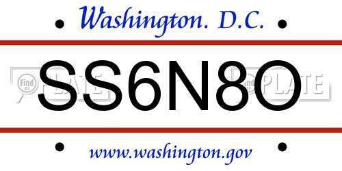 SS6N8O District Of Columbia License Plate