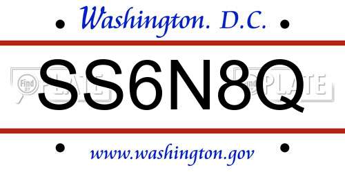 SS6N8Q District Of Columbia License Plate