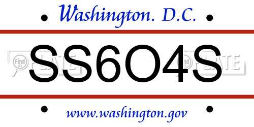SS6O4S District Of Columbia License Plate