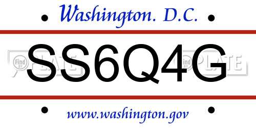 SS6Q4G District Of Columbia License Plate