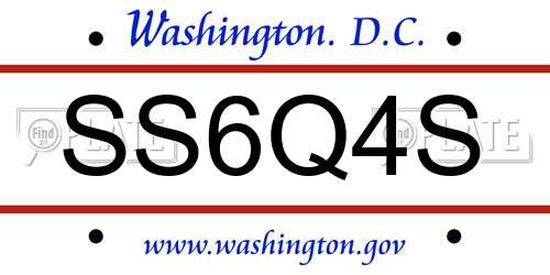 SS6Q4S District Of Columbia License Plate