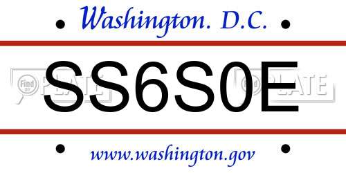 SS6S0E District Of Columbia License Plate