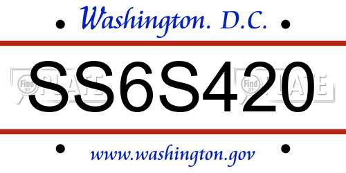 SS6S420 District Of Columbia License Plate