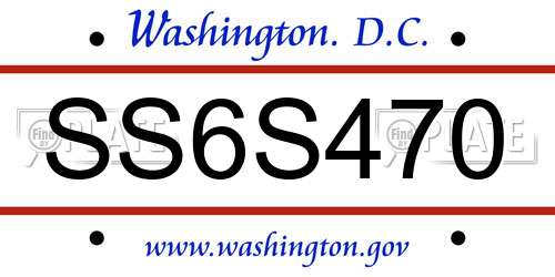 SS6S470 District Of Columbia License Plate