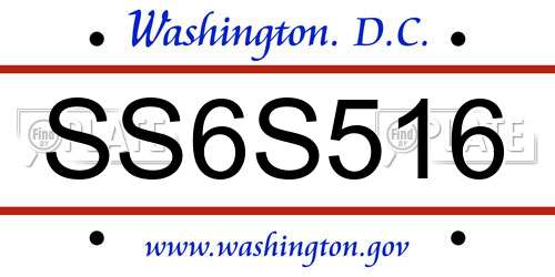 SS6S516 District Of Columbia License Plate