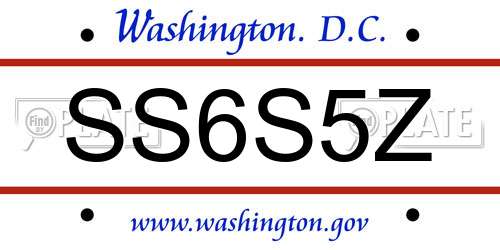 SS6S5Z District Of Columbia License Plate