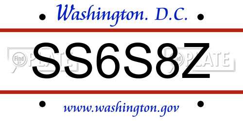 SS6S8Z District Of Columbia License Plate