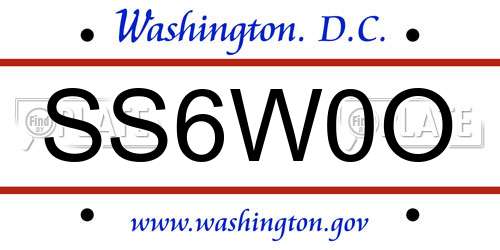 SS6W0O District Of Columbia License Plate
