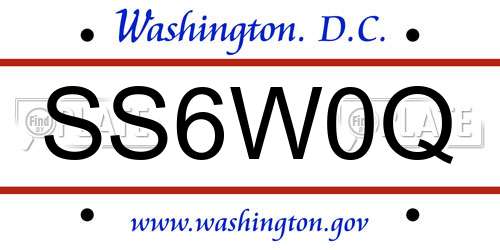 SS6W0Q District Of Columbia License Plate