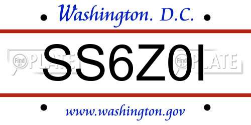 SS6Z0I District Of Columbia License Plate