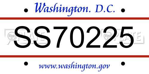 SS70225 District Of Columbia License Plate