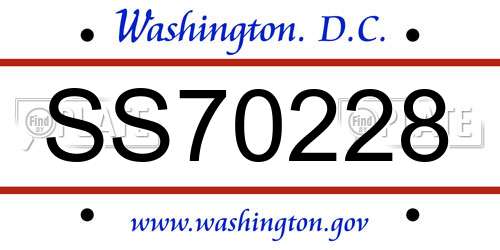 SS70228 District Of Columbia License Plate