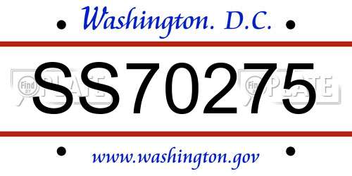 SS70275 District Of Columbia License Plate