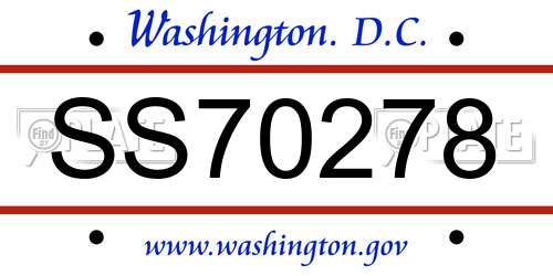 SS70278 District Of Columbia License Plate