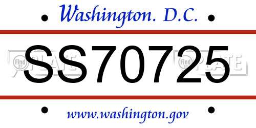 SS70725 District Of Columbia License Plate