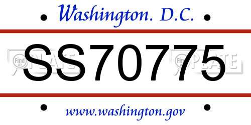SS70775 District Of Columbia License Plate
