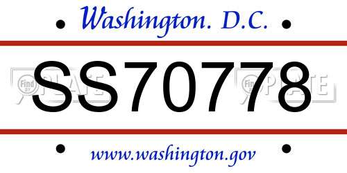 SS70778 District Of Columbia License Plate