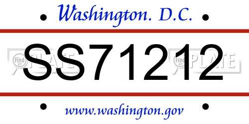 SS71212 District Of Columbia License Plate