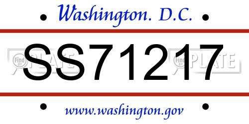 SS71217 District Of Columbia License Plate