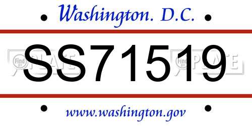 SS71519 District Of Columbia License Plate