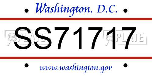 SS71717 District Of Columbia License Plate