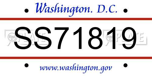 SS71819 District Of Columbia License Plate